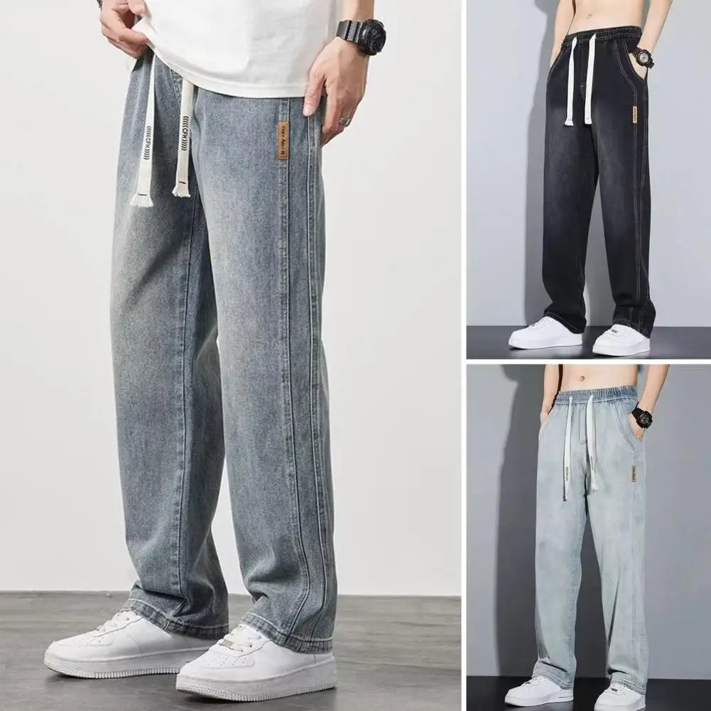 Jeans pour hommes à jambes droites en coton de qualité supérieure