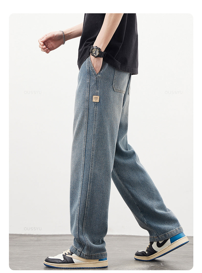 Jeans pour hommes à jambes droites en coton de qualité supérieure